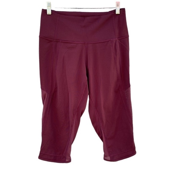 Lululemon Burgundy Mesh Panel Crop Legging Sz 10 - Picture 1 of 8